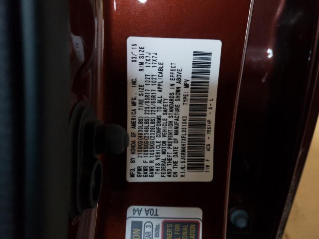 Photo 10 from auction – 2015 HONDA CR-V EXL with VIN 5J6RM4H7XFL051043