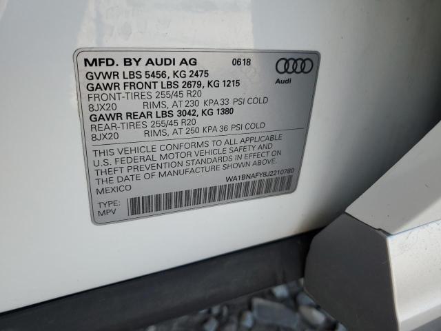 Photo 10 from auction – 2018 AUDI Q5 PREMIUM with VIN WA1BNAFY8J2210780