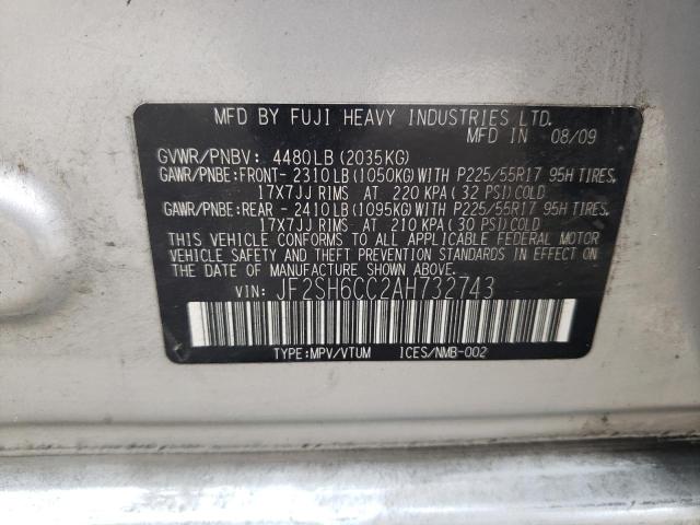 Photo 10 from auction – 2010 SUBARU FORESTER 2 with VIN JF2SH6CC2AH732743
