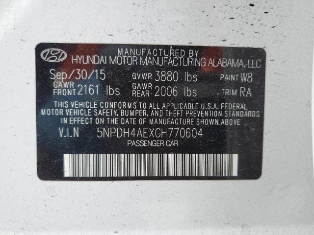 Photo 10 from auction – 2016 HYUNDAI ELANTRA SE with VIN 5NPDH4AEXGH770604