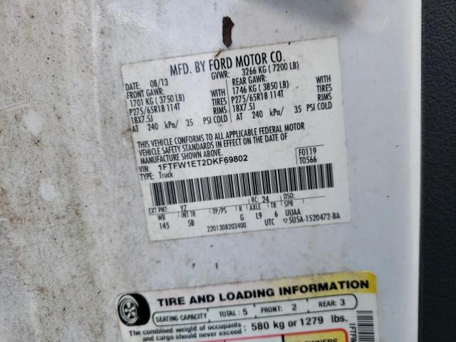 Photo 10 from auction – 2013 FORD F150 SUPER with VIN 1FTFW1ET2DKF69802