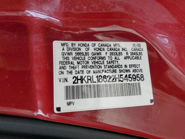 Photo 10 from auction – 2002 HONDA ODYSSEY EX with VIN 2HKRL18622H545958