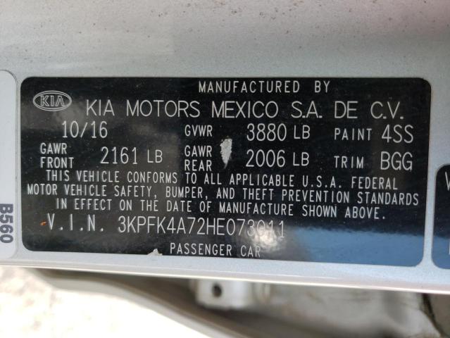 Photo 10 from auction – 2017 KIA FORTE LX with VIN 3KPFK4A72HE073011