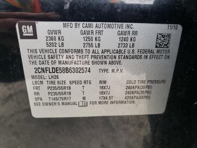 Photo 10 from auction – 2011 CHEVROLET EQUINOX LT with VIN 2CNFLDE58B6302574