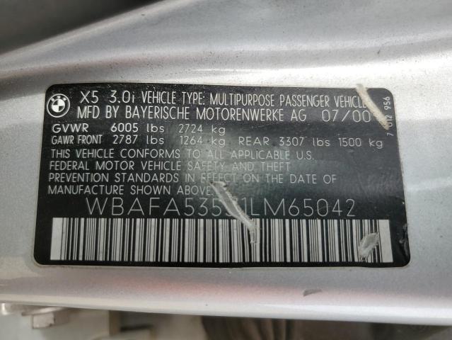 Photo 10 from auction – 2001 BMW X5 3.0I with VIN WBAFA53531LM65042