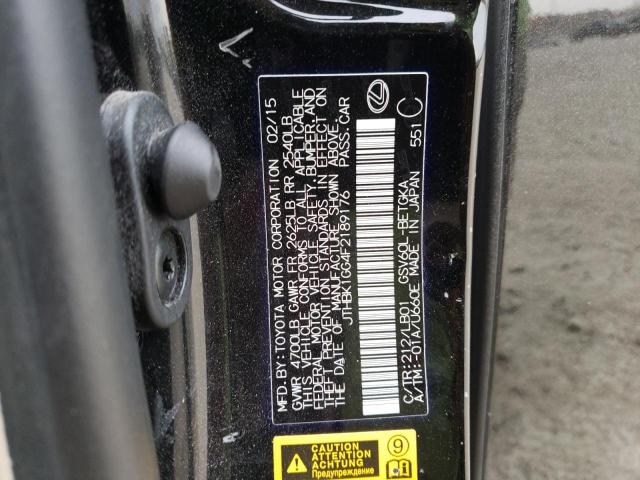 Photo 10 from auction – 2015 LEXUS ES 350 with VIN JTHBK1GG4F2189176