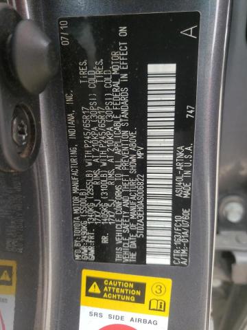 Photo 10 from auction – 2010 TOYOTA HIGHLANDER with VIN 5TDZA3EH0AS006822