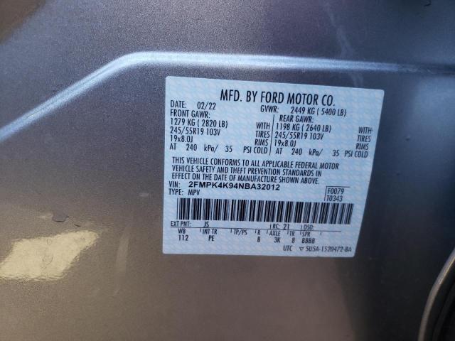 Photo 10 from auction – 2022 FORD EDGE TITAN with VIN 2FMPK4K94NBA32012