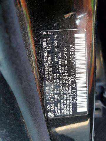 Photo 10 from auction – 2004 BMW X5 3.0I with VIN 5UXFA13574LU25982