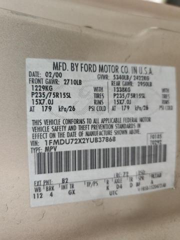 Photo 10 from auction – 2000 FORD EXPLORER X with VIN 1FMDU72X2YUB37868