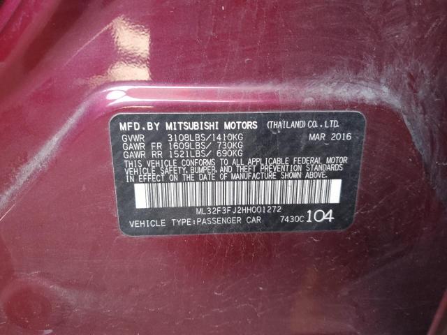 Photo 10 from auction – 2017 MITSUBISHI MIRAGE G4 with VIN ML32F3FJ2HH001272