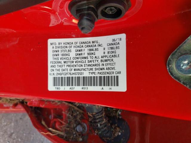 Photo 10 from auction – 2018 HONDA CIVIC EX with VIN 2HGFC2F76JH572531