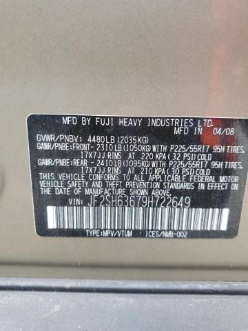 Photo 10 from auction – 2009 SUBARU FORESTER 2 with VIN JF2SH63679H722649
