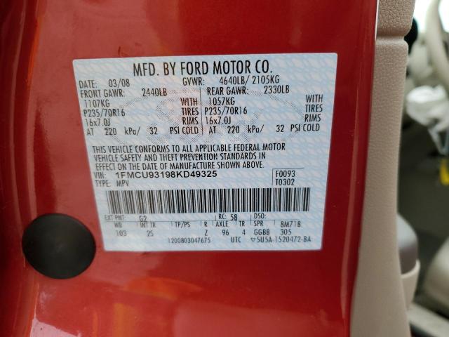 Photo 10 from auction – 2008 FORD ESCAPE XLT with VIN 1FMCU93198KD49325