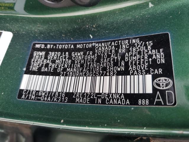 Photo 10 from auction – 2016 TOYOTA COROLLA L with VIN 2T1BURHE9GC577482