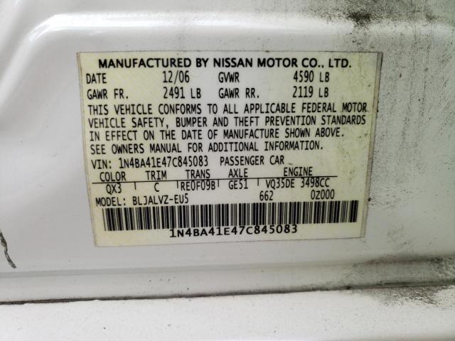 Photo 10 from auction – 2007 NISSAN MAXIMA SE with VIN 1N4BA41E47C845083