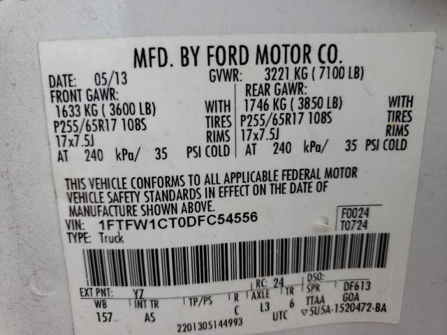 Photo 10 from auction – 2013 FORD F150 SUPER with VIN 1FTFW1CT0DFC54556