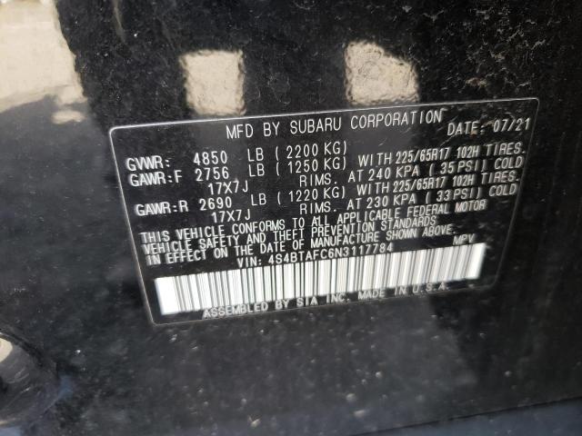 Photo 10 from auction – 2022 SUBARU OUTBACK PR with VIN 4S4BTAFC6N3117784