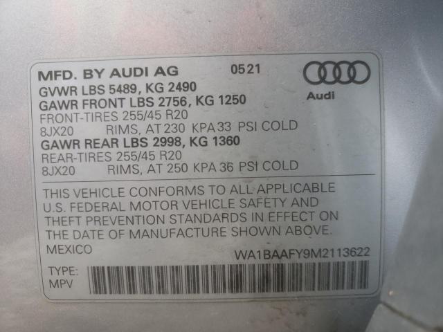 Photo 10 from auction – 2021 AUDI Q5 PREMIUM with VIN WA1BAAFY9M2113622