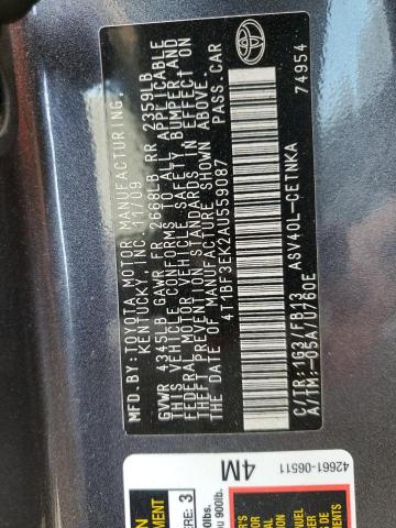 Photo 10 from auction – 2010 TOYOTA CAMRY BASE with VIN 4T1BF3EK2AU559087
