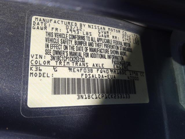Photo 10 from auction – 2012 NISSAN VERSA S with VIN 3N1BC1CP1CK253133