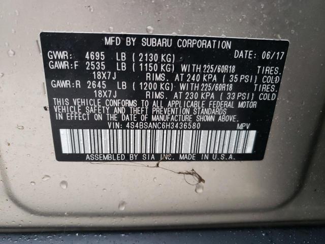 Photo 10 from auction – 2017 SUBARU OUTBACK 2. with VIN 4S4BSANC6H3436580