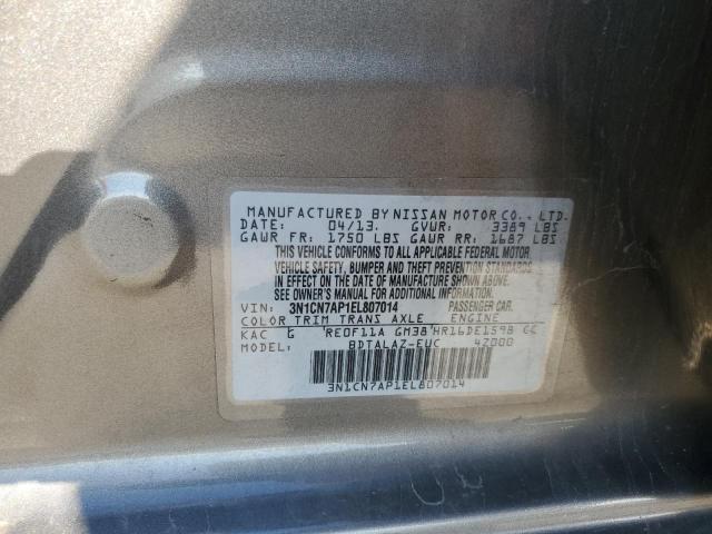 Photo 10 from auction – 2014 NISSAN VERSA S with VIN 3N1CN7AP1EL807014