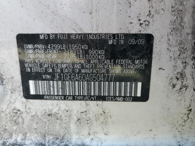 Photo 10 from auction – 2010 SUBARU IMPREZA 2. with VIN JF1GE6A60AG504777