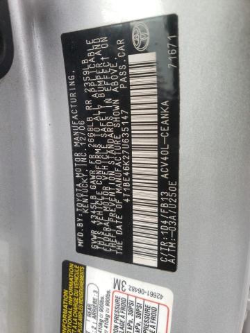 Photo 10 from auction – 2007 TOYOTA CAMRY CE with VIN 4T1BE46K27U635147
