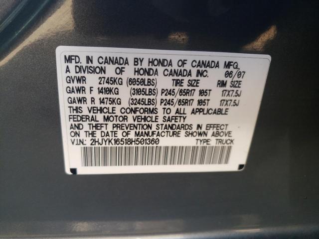 Photo 10 from auction – 2008 HONDA RIDGELINE with VIN 2HJYK16518H501360