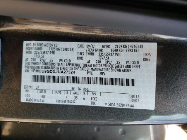 Photo 10 from auction – 2018 FORD ESCAPE SE with VIN 1FMCU9GDXJUA27324