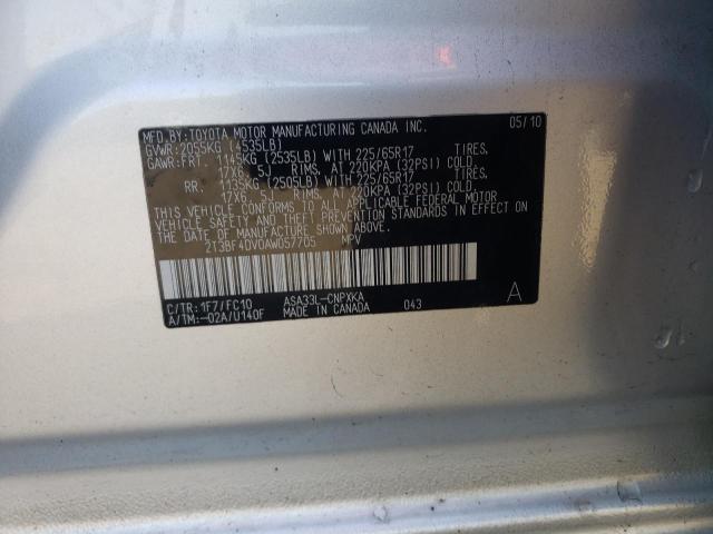 Photo 10 from auction – 2010 TOYOTA RAV4 with VIN 2T3BF4DV0AW057705