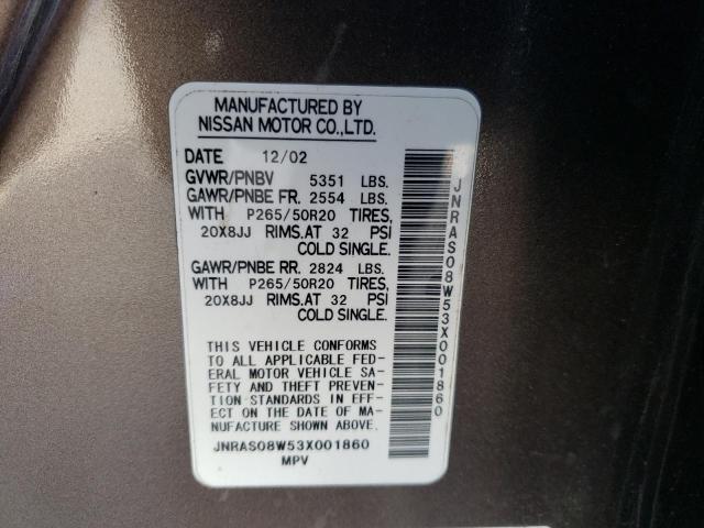 Photo 10 from auction – 2003 INFINITI FX35 with VIN JNRAS08W53X001860