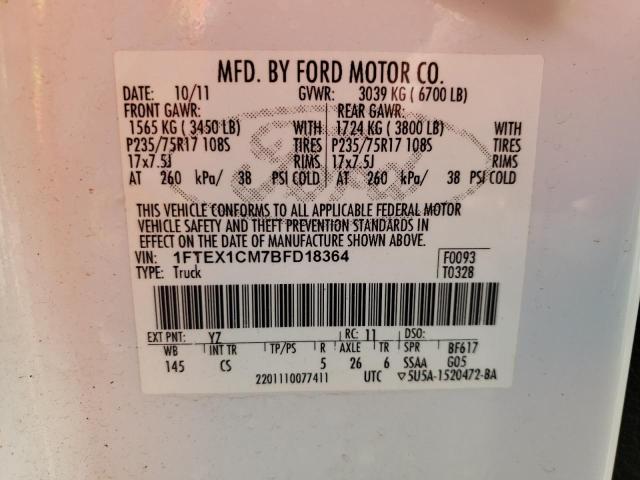 Photo 10 from auction – 2011 FORD F150 SUPER with VIN 1FTEX1CM7BFD18364