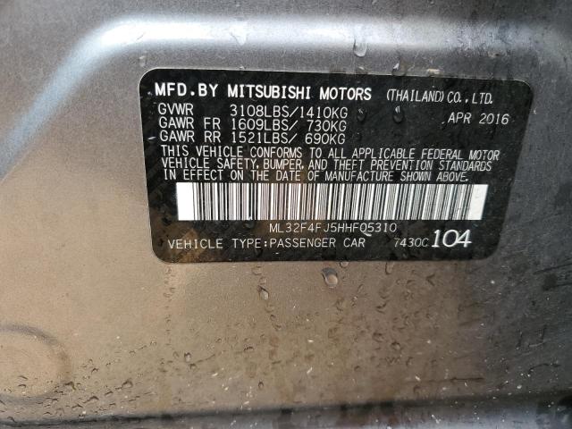 Photo 10 from auction – 2017 MITSUBISHI MIRAGE G4 with VIN ML32F4FJ5HHF05310