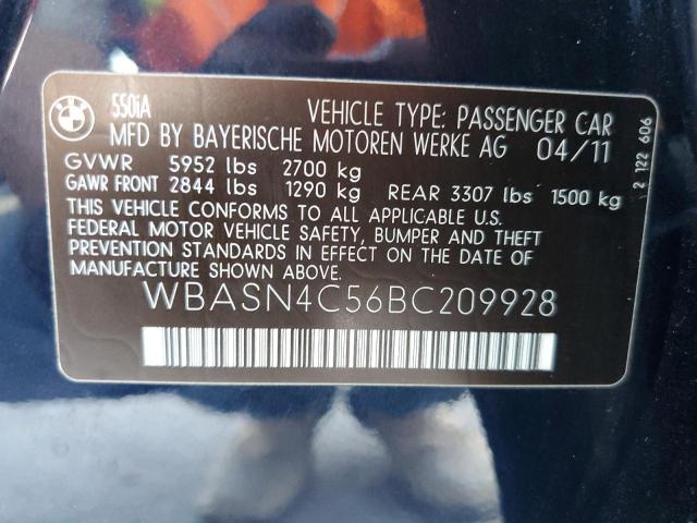 Photo 10 from auction – 2011 BMW 550 GT with VIN WBASN4C56BC209928