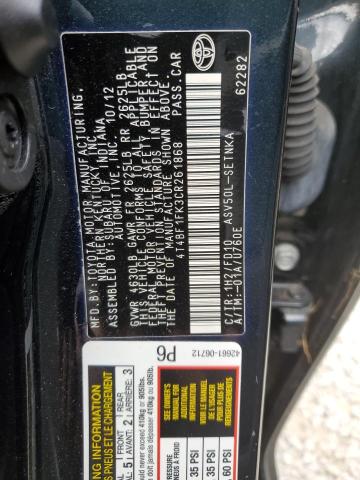 Photo 10 from auction – 2012 TOYOTA CAMRY BASE with VIN 4T4BF1FK3CR261868