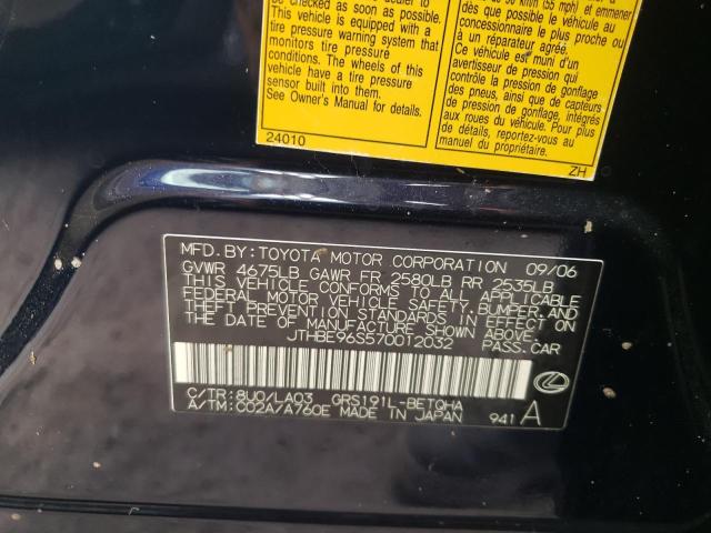 Foto 10 de la subasta – 2007 LEXUS GS 350 con VIN JTHBE96S570012032