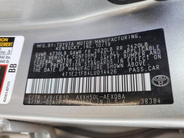 Photo 10 from auction – 2020 TOYOTA AVALON XSE with VIN 4T1E21FB4LU014426