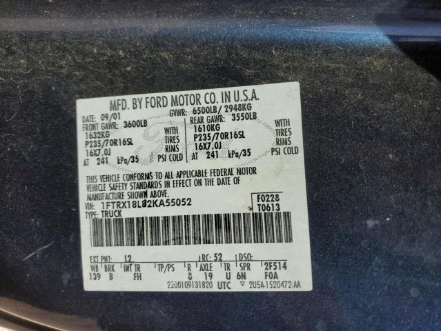 Photo 10 from auction – 2002 FORD F150 with VIN 1FTRX18L82KA55052