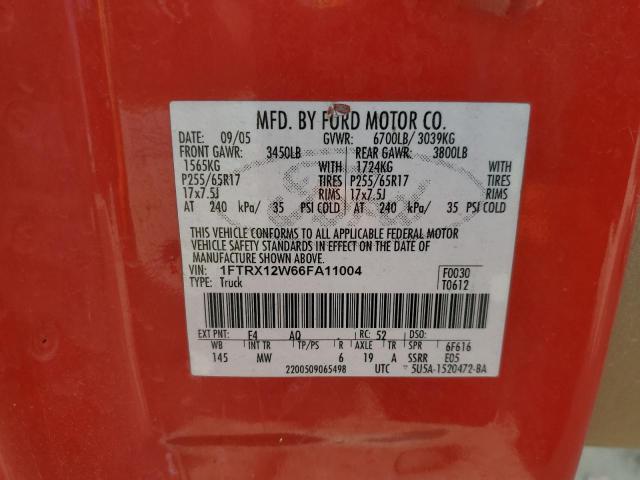 Photo 10 from auction – 2006 FORD F150 with VIN 1FTRX12W66FA11004
