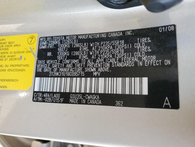 Photo 10 from auction – 2008 LEXUS RX 350 with VIN 2T2HK31U18C095715