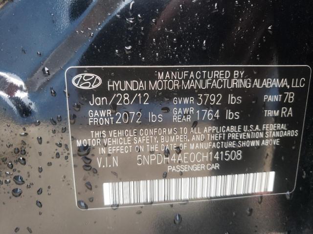 Photo 10 from auction – 2012 HYUNDAI ELANTRA GL with VIN 5NPDH4AE0CH141508