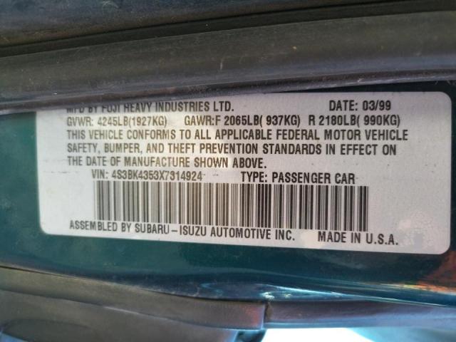 Photo 10 from auction – 1999 SUBARU LEGACY L with VIN 4S3BK4353X7314924