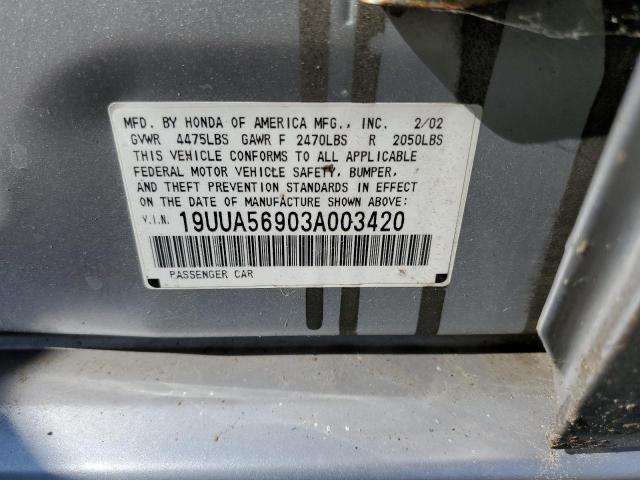 Photo 10 from auction – 2003 ACURA TL with VIN 19UUA56903A003420
