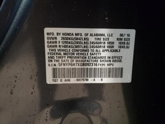 Photo 10 from auction – 2016 HONDA PILOT EXLN with VIN 5FNYF6H7XGB092316