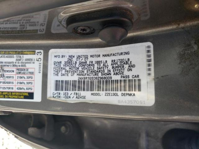 Photo 10 from auction – 2008 TOYOTA COROLLA CE with VIN 1NXBR32E08Z968009