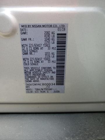 Photo 10 from auction – 2019 NISSAN ROGUE S with VIN 5N1AT2MT4KC800034