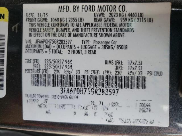 Photo 10 from auction – 2016 FORD FUSION SE with VIN 3FA6P0H75GR283597