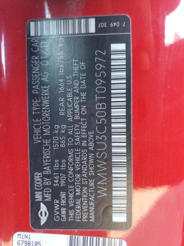 Photo 10 from auction – 2011 MINI COOPER with VIN WMWSU3C50BT095972